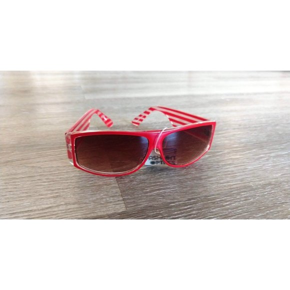 Vintage red clear striped plastic sunglasses - Picture 3 of 6